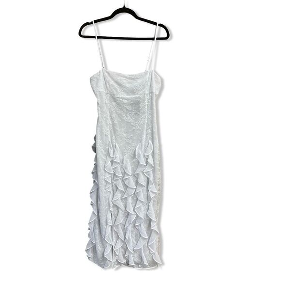 NBD Anila Midi Dress White Ruffle lace slip Revolve NWT Sz M - Picture 7 of 11